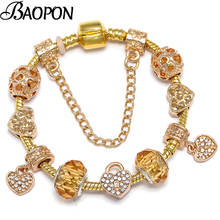 New Fashion Gold Color Love Heart Charm Bracelets Fit European Style Brand Bracelets For Women Girls Jewelry Christmas Pulsera 2024 - buy cheap