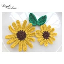 DIY hand-hook Crochet cotton flower applique clothes patch hand crochet small daisies cup mats with a leaf suit 10set/lot 2024 - buy cheap