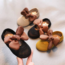 Spring Summer Girls Shoes Knitting Princess Shoes Big Bow Mary Janes Shoes Hollow Outs Kids Flats Child Breathable Sandals 1-7y 2024 - buy cheap