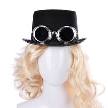 Victorian Steampunk Gothic Top Hat with Detachable Goggles Bowler Jazz Cap Halloween Cosplay Carnival Costume Accessory 2024 - buy cheap