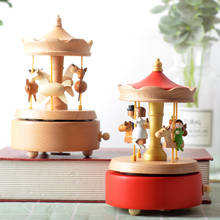 Caixa giratória de madeira para crianças, caixa de música artesanal de aniversário, natal, divertido 2024 - compre barato