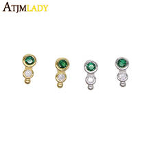 2020 niña adorable joyería Multi Color Cubic Zirconia verde blanco pendiente botón Cz de la plata esterlina 925 delicada de la joyería Mini 2024 - compra barato