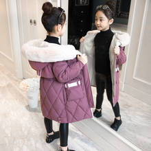 Jaqueta longa grossa infantil, casaco quente de inverno fashion com capuz roupas de exterior para crianças 2024 - compre barato