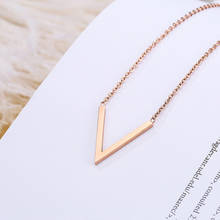 Trendy Stainless Steel V Letter Necklace&Pendant for Women Golden Clavicle Chain Necklace Femme Simple Cute Neck Jewelry Gifts 2024 - buy cheap