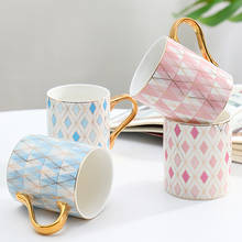 350ml Pink Ceramic Mugs With Gold Handle Handmade Coffee caneca Cups Travel Bubble Tea Milk Mug tazas de cafe espresso cups 2024 - buy cheap