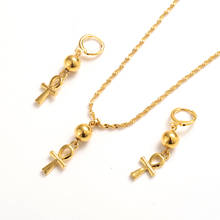 Gold plated beads ball Ankh Pendant earingsr Necklace Women Girls African Egyptian Cross Charms Jewelry  Hieroglyphs,Crux Ansata 2024 - buy cheap