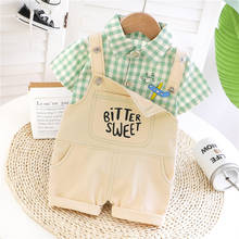 Baby Boys Girls Clothes Cotton Summer Children plaid T Shirts Letter Bib Shorts 2Pcs/sets Infant Kids Fashion Toddler Tracksuits 2024 - buy cheap