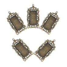 10pcs Alloy Cabochon Base Setting Charms Pendant For Necklace Making Necklace Findings Antique Bronze Rectangle Tray: 19x38mm 2024 - buy cheap