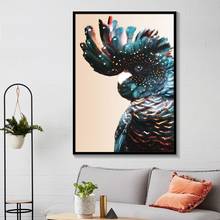 Arte de pared con impresión de loro en lienzo, arte de pared de pájaro australiano, azul marino cacatúa, Animal en blanco y negro, imagen de póster, decoración del hogar 2024 - compra barato