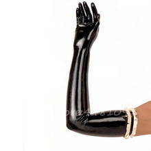 Hot Sexy Women Latex Long Gloves Fetish with Black with White Frilled Lady Gloves Custom Made XS-XXL 2024 - buy cheap