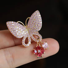 Cute Butterfly Brooches with Flower Heart for Women Exquisite Crystal Zircon Suit Pin Brooch Fashion Accessories Jewelry broche 2024 - buy cheap