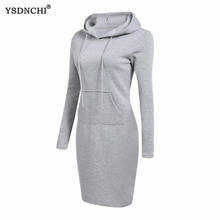Платье YSDNCHI с капюшоном и карманами, женское худи, свитшот, платье, осень, мода 2020, женские повседневные Пуловеры оверсайз, сексуальное платье 2024 - купить недорого