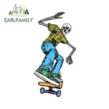 EARLFAMILY 13cm x 6.7cm for Skateboarding Skeleton Car Stickers Vinyl Creative Decal Waterproof Car Accessories Cartoon Graphics 2024 - buy cheap