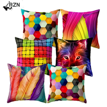 RZN Rainbow Pillow Case Cushion Cover Cushion Colorful Geometric Animal Polyester Pillows Decor for Home Car Sofa Pillow Cover 2024 - buy cheap