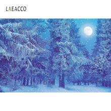 Laeacco-fondos fotográficos de Luna y árbol, telón personalizado de invierno, retrato escénico azul, fondos fotográficos de vinilo para estudio fotográfico 2024 - compra barato