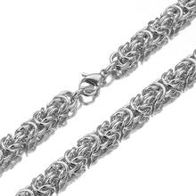 Colar unisexs de metal para homens, corrente de metal com fecho bizantina artesanal de aço inoxidável e prata, colar ou pulseira bracelete de 6mm de largura 2024 - compre barato