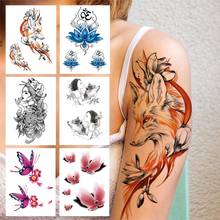 Sexy Fox Flower Temporary Tattoo For Women Girls Adult Lotus Wolf Butterfly Tattoos Sticker Watercolor Fake Waterproof Tatoo Arm 2024 - buy cheap