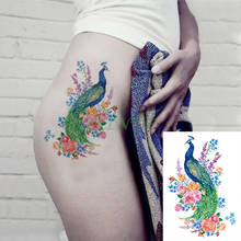 Pegatina de tatuaje temporal a prueba de agua, tatuaje falso con flor de pavo real, tatuaje instantáneo, tatuaje temporal, arte corporal para chica, mujer y hombre 2024 - compra barato