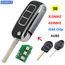 Llave de coche inteligente con control remoto, llave de 3 botones plegable, 315Mhz o 433Mhz, para BMW 3, 5, 7, serie E46, E39, HU92, hoja sin cortar, Chip ID44 PCF7935 2024 - compra barato