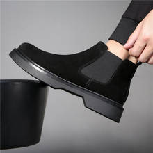 Botas estilo chelsea de cuero genuino para hombre, zapatos masculinos de alta calidad, informales, formales, con plataforma, color negro 2024 - compra barato