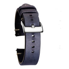 Hemsut Quick Release Leather Watch Bands Calf Handmade Vintage Blue Leather Watch Strap 18mm 20mm 22mm 2024 - buy cheap