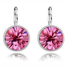 Fashion earrings Austrian crystal earrings earrings female round super flash earrings ear clips friends gift 2024 - buy cheap