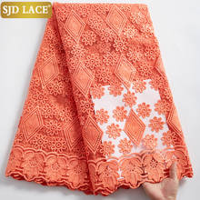 SJD LACE Peach French Lace Fabric With Sequins Milk Silk Embroidery African Tulle Lace Fabric For Big Occasion Dress SewingA2378 2024 - buy cheap