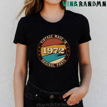 Camiseta feminina vintage estampada, "made in 1972 original", presente de 49th aniversário, camiseta de algodão com manga curta 2024 - compre barato