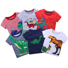 Летняя детская одежда из 2 предметов футболка с короткими рукавами и рисунком динозавра для мальчиков Детский свитер Детская Хлопковая одежда детская рубашка для мальчиков 2024 - купить недорого