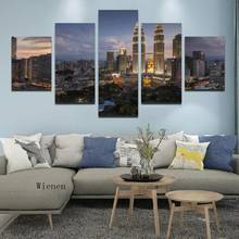 Modern Art Poster City Night Wall Art Canvas Painting and Prints 5 Pieces Pictures for Living Room Decoration No Frame 2024 - buy cheap