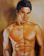 Retrato de alta calidad, pintura al óleo sobre lienzo, hombre desnudo, "24" X36" 2024 - compra barato