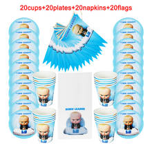 80pcs Baby Boss Theme Disposable Tableware kids Birthday Party Paper Cups +Plates+Napkins+Flags Set Little Leader Party Supplies 2024 - buy cheap