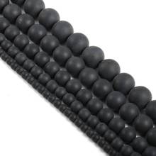 Natural Frosted Black Agates Round Loose Beads 4 6 8 10 12 MM Pick Size for Jewelry Making 15" Strand 2024 - buy cheap