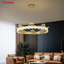 Nordic Petal Chandelier post-modern Living Room Chandelier simple light luxury crystal dining room lamp bedroom art circle lamp 2024 - buy cheap