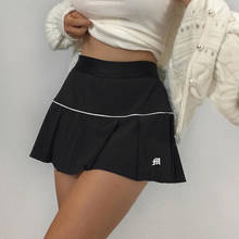 Женская плиссированная мини-юбка, повседневная черная белая мини-юбка с высокой талией в Корейском стиле, 2020 2024 - купить недорого