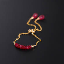 DAIMI Faceted Ruby Chain Ring Female Day Genuine Yellow 18K Gold Color Treasure Tail Ring Custom 2024 - buy cheap