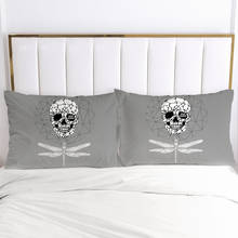 PillowCase For Bedroom,Pillow Cases Bedding Home Decoration 70x70cm 50x75cm 50x70cm 80x80cm Pillow Cover Gray Dragonfly skull 2024 - buy cheap