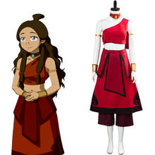 Avatar the last Airbender Katara Cosplay Costume Women Red Dress Outfits Halloween Carnival Costumes 2024 - buy cheap