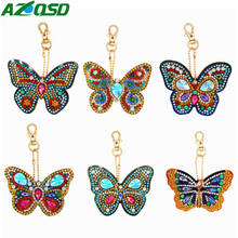 AZQSD-llavero con forma especial para pintura de diamantes, llavero con forma de animales, mosaico de diamantes, punto de cruz, hebilla para bolso, DIY, 4/5/6 Uds. 2024 - compra barato