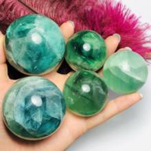 Natural fluorite magia quartzo cristal esfera cura decoração 2024 - compre barato