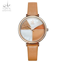 Shengke Creative Shell Dial White Classic Leather Strap Fashion Women Watches Quartz Movement Relogio Feminino Simple Wristwatch 2024 - buy cheap