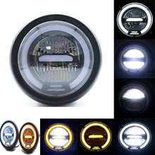 Faro delantero LED para motocicleta, Luz Retro negra de 6,5 pulgadas, para Cafe Racer, Bobber, Chopper, Honda CG/GS 125 2024 - compra barato