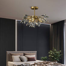 Полностью медная потолочная лампа, минималистичный светильник в стиле постмодерн для балкона, коридора, роскошная индивидуальная креативная хрустальная лампа для спальни 2024 - купить недорого