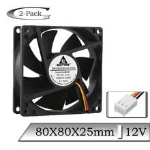 2pcs Gdstime DC 12V 80mmx80mmx25mm 80mm 3Pin PC CPU Brushless Cooler Fan 8cm 8025 Computer Case Cooling Fan 2024 - buy cheap