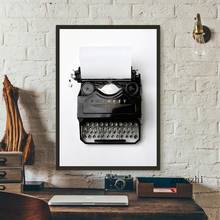 Pintura em tela da máquina de escrever vintage, preto e branco, fotografia, pôster decorativo retrô, imagens de arte de parede, decoração de casa e escritório 2024 - compre barato