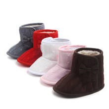 Winter Warm  New Bow Wool Knitted Cotton Shoes Toddler First Walkers Infant Boots 2024 - купить недорого