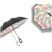Handle Windproof Reverse Folding Umbrella Man Women Sun Rain Car Inverted Umbrellas Double Layer Anti UV Self Stand Parasol 2024 - buy cheap