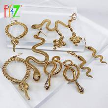 F.J4Z 2019 Hot Snake Collection Earrings for Women Golden Alloy Snakes Pendant Drop Earrings Jewelry Gifts Wholesale 2024 - buy cheap
