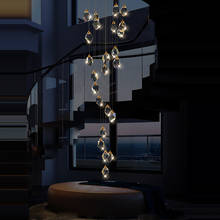 Led de cristal luxo pedra designer lustre iluminação pendurado lâmpadas suspensão luminária lampen para staincase 2024 - compre barato