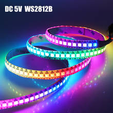 Светодиодная лента WS2812B, 5 в постоянного тока, умная полноцветная светодиодная лента 5050 RGB, 30/60/144 светодиодов/м, WS2812 IC IP30 IP65, светодиодная Пиксельная лента 1 м, 3 м, 5 м 2024 - купить недорого